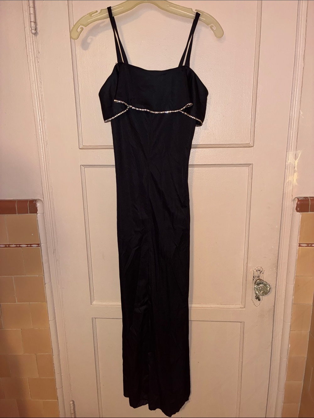 80s Handmade Black Dress Rhinestones Size Small ELVIRA HALLOWEEN